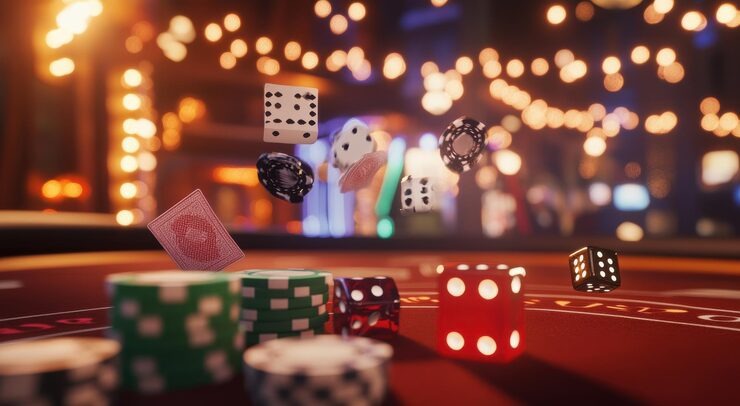 Live casino dealer table with multiple camera angles